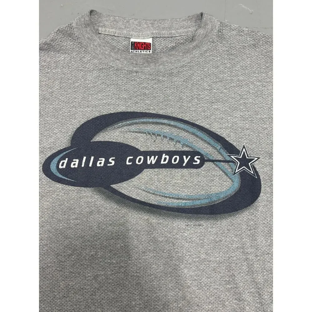 Vtg Dallas Cowboys Shirt 2XL Grey Heather Iron‎ Knights NFL Football Y2K Baggy